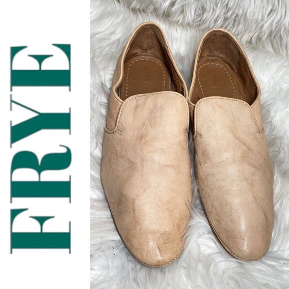FRYE Ashley Italian Leather Minimalist Loafers Low Heel Slip On Almond Toe, 10 - Picture 2 of 11